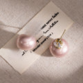 Elegant Korean Zircon Studs With Light Pink Faux Pearl Dome Drops Luxury Silver Needle Earrings view 3