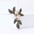 Vintage Alloy Rhinestone Leaf Brooch For Women Suits And Coats view 4