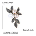 Vintage Alloy Rhinestone Leaf Brooch For Women Suits And Coats view 6