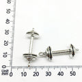 Antique Silver Dumbbell and Barbell Metal Charms for Jewelry and Craft Projects view 2