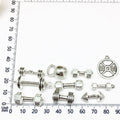 Antique Silver Dumbbell and Barbell Metal Charms for Jewelry and Craft Projects view 4