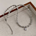 French Light Luxury Square Crystal Pendant Pearl Clavicle Necklace Geometric Fashion Accessory view 2