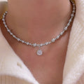 French Light Luxury Square Crystal Pendant Pearl Clavicle Necklace Geometric Fashion Accessory view 3