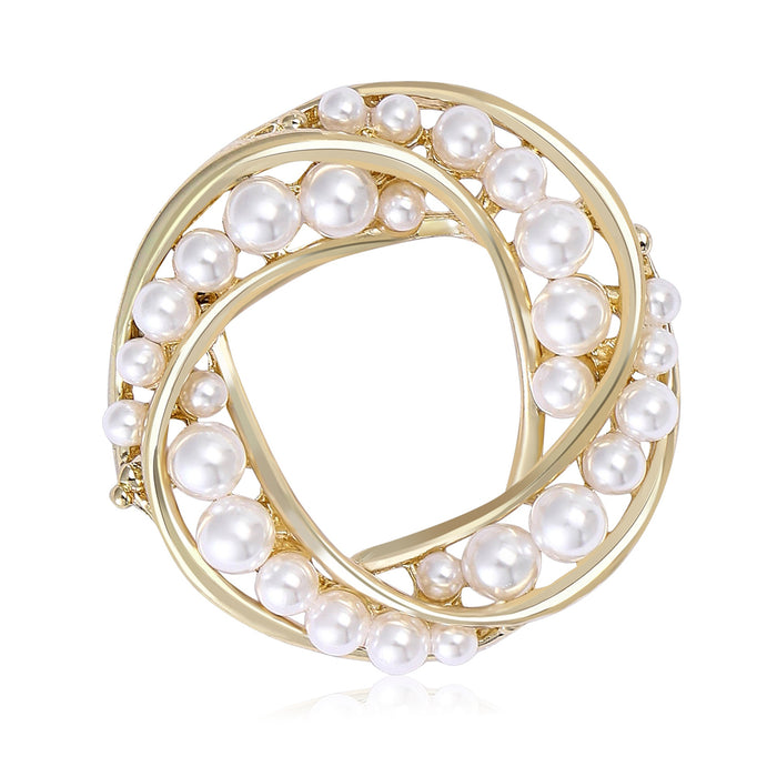 Alloy Pearl Wreath Brooch Pin For Womens Suit And Sweater