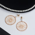 Pearl Look Fringe and Plain Webbed Round Hoop Earrings view 7