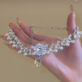 Light Luxury Copper Pearl Necklace With Rhinestone Flower Teardrop Pendant For Women view 4