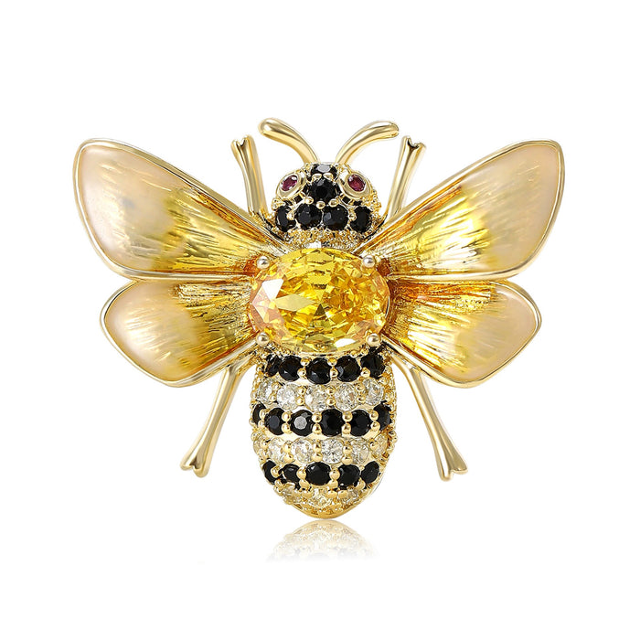Alloy Rhinestone Bee Brooch Pin For Women Jackets And Cardigans