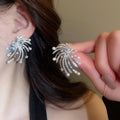 Light Luxury Star Firework Faux Pearl Stud Earrings With Silver Pins For Women view 3