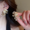 Light Luxury Star Firework Faux Pearl Stud Earrings With Silver Pins For Women view 4