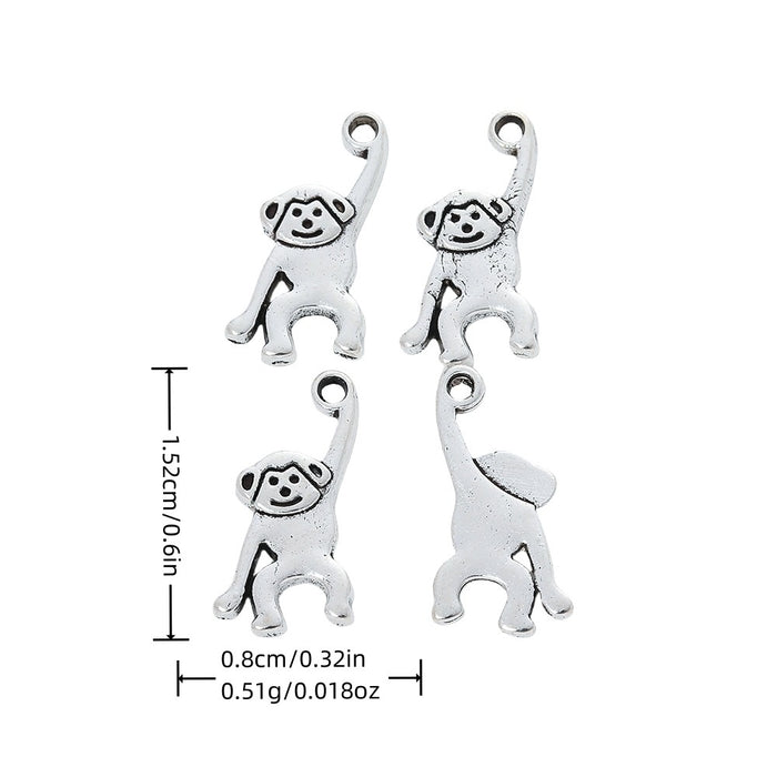 Antique Silver Zinc Alloy Gibbon Charm Pendant for DIY Necklace Bracelet Jewelry Making