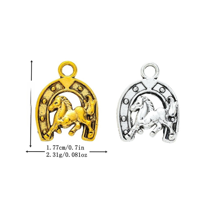 Zinc Alloy Horseshoe Horse Charm Pendant for DIY Necklace Bracelet Jewelry Making
