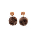 Luxury Vintage Alloy Pearl Stud Hoops With Plush Leopard Print Fuzzy Ball Drop Two Way Women's Fashion Earrings view 5