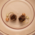 Luxury Vintage Alloy Pearl Stud Hoops With Plush Leopard Print Fuzzy Ball Drop Two Way Women's Fashion Earrings view 3