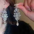Chic Alloy Rhinestone Teardrop Stud Earrings For Women, Light Luxury Statement Jewelry view 1