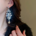 Chic Alloy Rhinestone Teardrop Stud Earrings For Women, Light Luxury Statement Jewelry view 3
