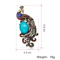 Aqua Gold Tone Peacock Metal Brooch Pin for Jackets and Lapels view 3