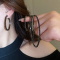Chic Copper Rhinestone Round Geometric Hoop Earrings With Silver Needle Posts view 1