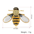 Gold Tone Silver Tone Bee Crystal Metal Brooch Pin view 3