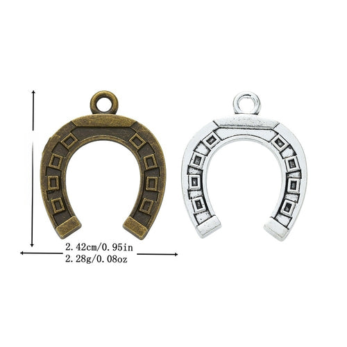 DIY Vintage Alloy Horseshoe Charm Pendants, Jewelry Accessories For Bracelet Making