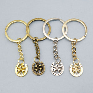 Metal Clover Horseshoe Keychain Lucky Bag Charm Gift