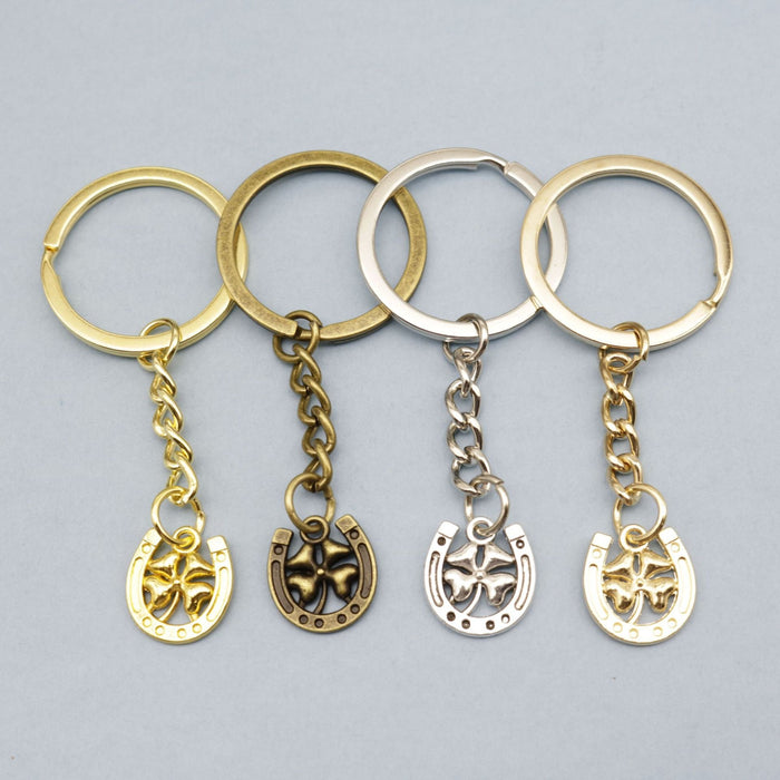 Metal Clover Horseshoe Keychain Lucky Bag Charm Gift