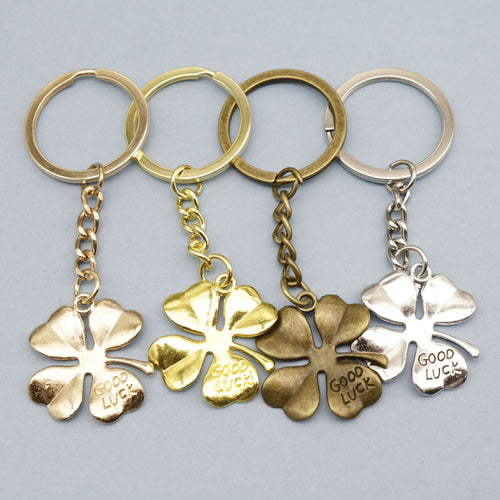 Zinc Alloy Four Leaf Clover Keychain Lucky Bag Charm Gift