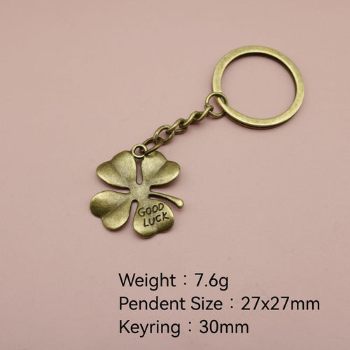 Zinc Alloy Four Leaf Clover Keychain Lucky Bag Charm Gift