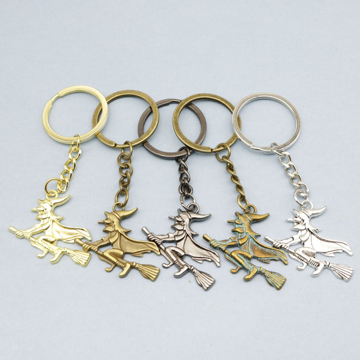Zinc Alloy Witch Broom Keychain Gift