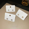 Minimalist Copper Zircon Snowflake Stud Earrings, Light Luxury Geometric Fashion Jewelry view 2
