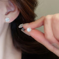 Minimalist Copper Zircon Snowflake Stud Earrings, Light Luxury Geometric Fashion Jewelry view 4