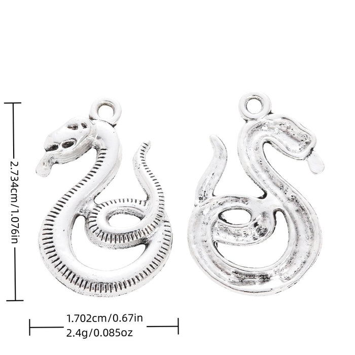 Antique Silver Zinc Alloy Cobra Charm Pendant for DIY Necklace Bracelet Jewelry Making
