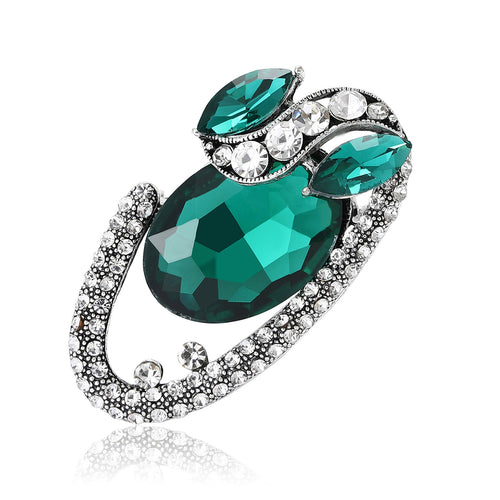 Alloy Rhinestone Oval Brooch Pin For Elegant Womens Suits