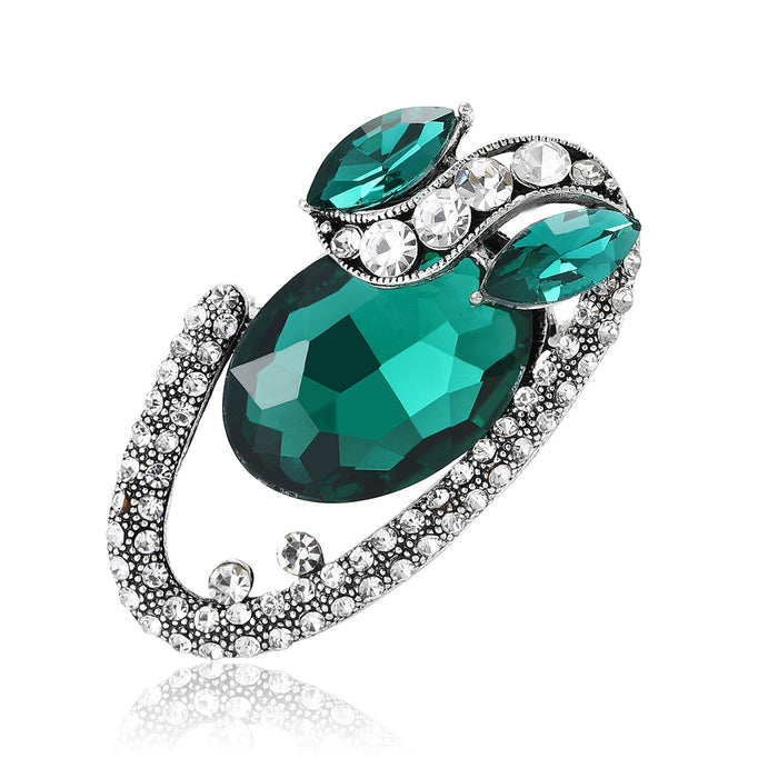 Alloy Rhinestone Oval Brooch Pin For Elegant Womens Suits