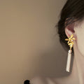 Light Luxury Alloy Rhinestone Flower Tassel Pearl Drop Earrings For Women view 4