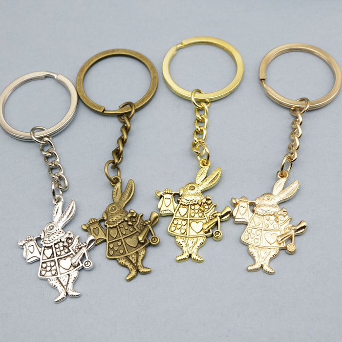 Zinc Alloy Poker Rabbit Keychain Bag Charm Gift