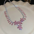 Light Luxury Copper Zircon Flower Pendant Collarbone Necklace For Elegant Fashion Jewelry view 4