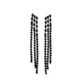 Elegant Black Zircon Rhombus Studs With Square Rhinestone Chain Tassel Luxury Drop Earrings view 5