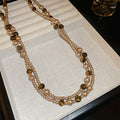 Light Luxury Faux Pearl Tiger Eye Style Geometric Round Sweater Necklace For Women view 4