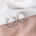 Luxury Alloy Multi Layer Round Hoop Ear Cuffs For Women, Elegant Minimal Statement Open Circle Earrings view 2