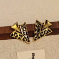 Luxury Leopard Enamel V Shape Triangle Gold Plated Alloy Statement Stud Drop Earrings view 2
