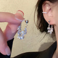 Light Luxury Alloy Leaf Tassel Drop Earrings With Sparkling Rhinestones For Women view 4