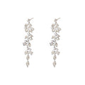 Light Luxury Alloy Leaf Tassel Drop Earrings With Sparkling Rhinestones For Women view 5