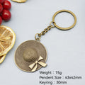 Metal Minimal Bow Hat Keychain Bag Charm Gift view 2