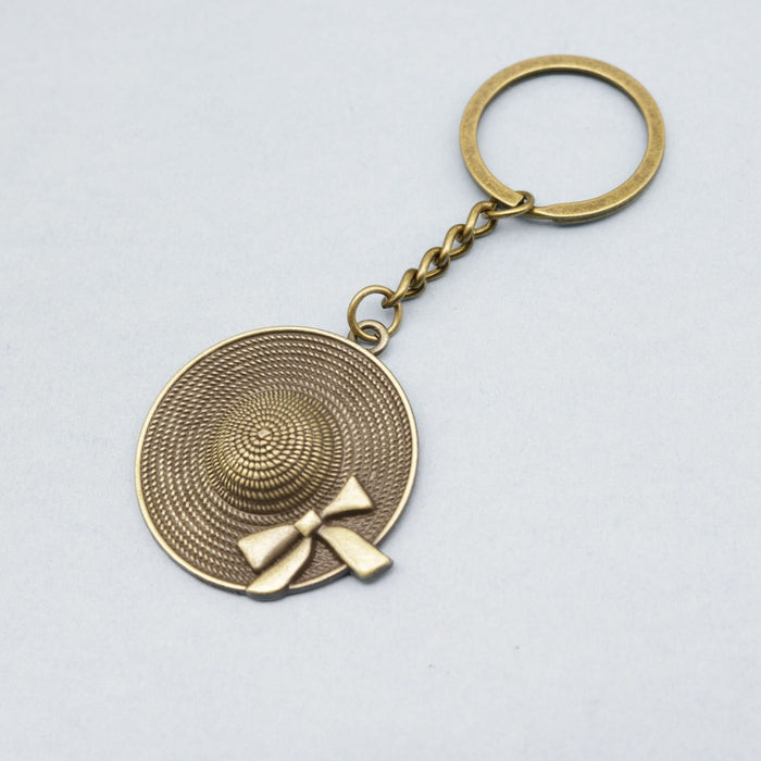 Metal Minimal Bow Hat Keychain Bag Charm Gift