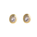 Luxury Vintage Oval Gold Alloy Crystal Rhinestone Studs, French Sparkling Women's Fashion Earrings view 5