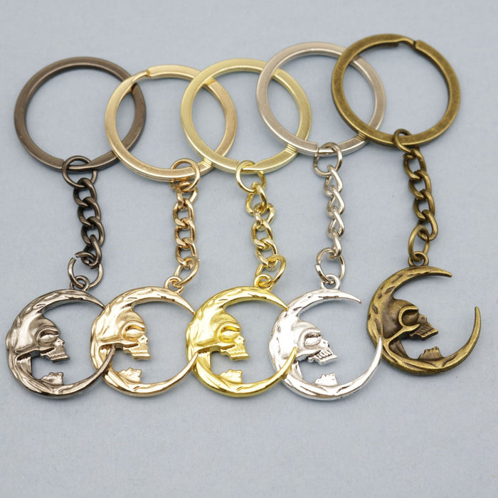 Metal Skull Moon Keychain Bag Charm Gift For Halloween