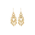 Vintage Ethnic Alloy Gold Tone Hollow Heart Gourd Leaf Tassel Hook Dangle Chandelier Earrings view 5