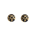 Vintage Luxury Hong Kong Style Black Gold Leopard Print Round Alloy Enamel Statement Women's Stud Earrings view 5