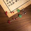 Elegant New Chinese Style Green Cloud Acrylic Red Bead Tassel Alloy Hook Long Dangle Fashion Earrings view 2