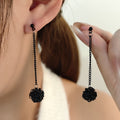 Light Luxury Matte Black Bayberry Ball Long Chain Tassel Alloy Drop Dangle Fashion Earrings view 1